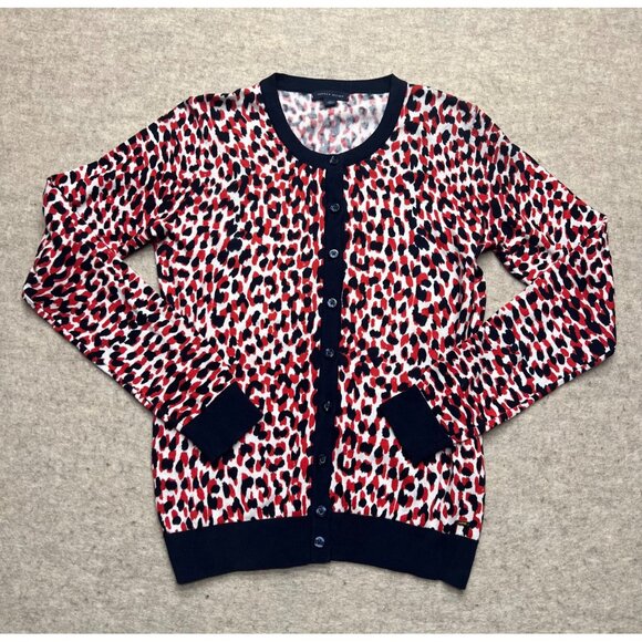 Tommy Hilfiger Cardigan Sweater Classic Nautical Red White Blue Small Petite - Picture 1 of 8